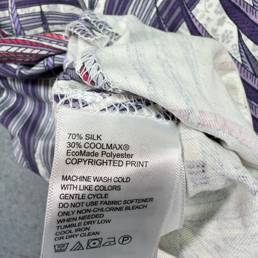 Tommy Bahama IslandZone Mens XL Silk Blend Palm Leaf Print Camp Shirt Purple Red - Picture 5 of 8